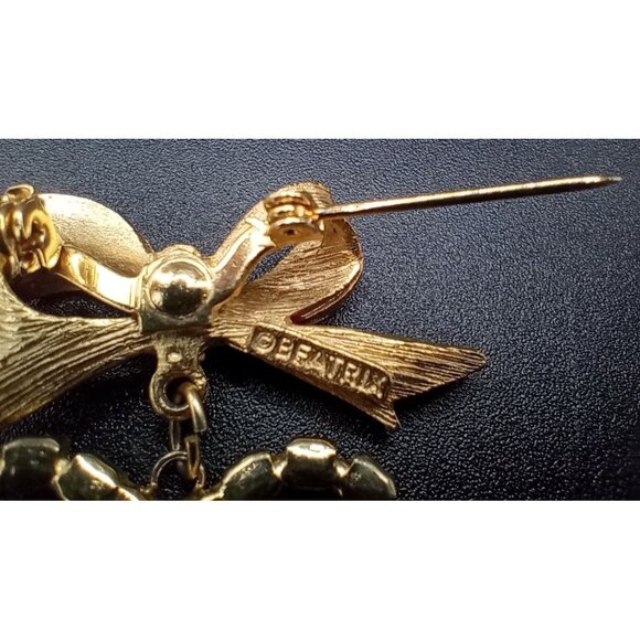 Heart Brooch Pin Beatrix Red Rhinestone Vintage Valentines Day Dangle Accent - Picture 13 of 13